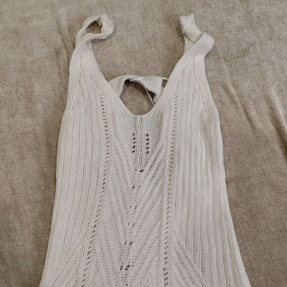 by Anthropologie White Knit Pointelle Modern Mini Dress Coverup Size XS - Picture 4 of 9